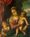 Flemish School, c. 1600, VIRGIN WITH CHILD AN ST. JOHN, Oil on copper