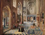 Hendrik van Steenwijk II, CHURCH INTERIOR, Oil on panel (parquetted)