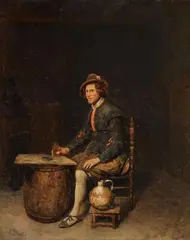 Philips Koninck, A SEATED PEASANT IN A TAVERN, Oil on panel