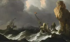 Aernout Smit, DUTCH SHIPS IN A STORM, Oil on canvas