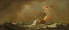 Peter Monamy, SAILING SHIPS ON STORMY SEA, Oil on canvas (relined)