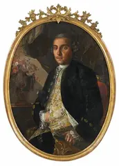 Carlo Amalfi, PORTRAIT OF JEANNE DE MASCAGNI DEI DUCA DI ROEZZO PORTRAIT OF IGNACIO DE MASCAGNI DEI DUCA DI ROEZZO, Oil on canvas (relined at the edge)