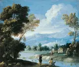 LANDSCAPE WITH FISHERMEN by circle of Marco Ricci, Oil on canvas, sold May 2009