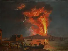 Jacob Philipp Hackert, THE ERUPTION OF MOUNT VESUVIUS, Oil on canvas (relined)