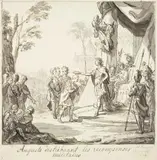 AUGUSTUS HIS REWARDING SOLDIERS by Johann Heinrich Tischbein, Brush and grey ink, sold May 2009