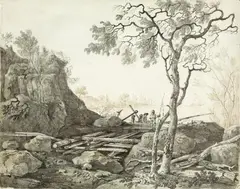 Thomas de Thomon, FISHERMEN IN THE BAY NEAR LÜBECK, Pencil and pen and brown ink