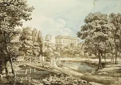 Georg Melchior Kraus, VIEW OF THE ROMAN HOUSE FROM THE WIESENBRÜCKE, Watercolour and pen and brown ink