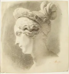 Carl Joseph Begas, STUDY OF A FEMALE HEAD SEEN IN PROFILE, Black chalk