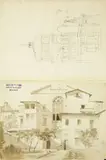 Angelo Quaglio the Younger, THREE SHEETS WITH VIEWS OF FLORENCE, Pencil and brush in brown. 22 x 31 and