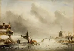 Charles Leickert, WINTER LANDSCAPE, Watercolour