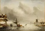 Charles Leickert, WINTER LANDSCAPE, Watercolour