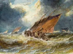 Eugène Isabey, SAILING BOATS IN A STORM, Watercolour