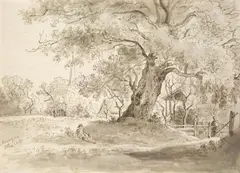 VIEW OF MEISING by Christian Morgenstern, Graphite, brush and grey was, sold May 2009