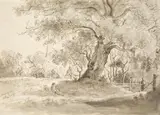 VIEW OF MEISING by Christian Morgenstern, Graphite, brush and grey was, sold May 2009