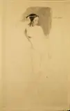 Hans von Marées, STANDING FIGURE OF A YOUNG WOMAN, Charcoal
