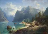 August Wilhelm Leu, NORWEGIAN FJORD LANDSCAPE, Oil on canvas