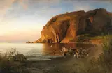 Oswald Achenbach, ITALIAN COAST IN THE EVENING