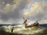 Louis Verboeckhoven, SHIPS IN A STORM, Oil on canvas (relined)