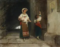Gerolamo Induno, THE DESPERATE MOTHER, Oil on canvas