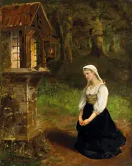GIRL PRAYING by Hubert Salentin, Oil on canvas, sold May 2009