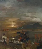 Oswald Achenbach, THE BAY OF NAPLES IN THE MOONLIGHT
