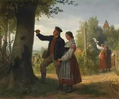 Gustav Graef, THE FAREWELL OF THE LITUANIAN LANDWEHR SOLDIER, Oil on canvas