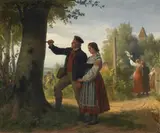 Gustav Graef, THE FAREWELL OF THE LITUANIAN LANDWEHR SOLDIER, Oil on canvas