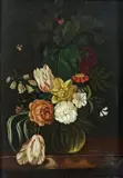 STILL LIFE WITH FLOWERS AND A VASE by in the manner of Jan van den Hecke the Elder, Oil on panel, sold Mar 2009