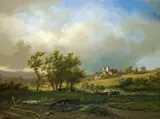 Willem Bodemann, LANDSCAPE WITH RIVER AND CASTLE, Oil on panel
