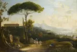 German School first half 19th century, GULF OF NAPLES WITH THE PALAZZO REALE DI CAPODIMONTE AND THE VESUV, Oil on canvas
