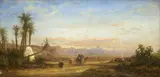 Bernhard Fiedler, NORTH AFRICAN LANDSCAPE WITH A CARAVAN, Oil on canvas