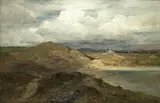 Heinrich Hartung, LANDSCAPE IN THE EIFEL WITH THE WEINFELDER MAAR AND CHAPEL, Oil on canvas