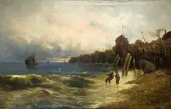 COASTAL LANDSCAPE by F. Janson, Oil on canvas, sold Mar 2009