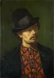 PORTRAIT OF A PEASENT by circle of Wilhelm Leibl, Oil on canvas (relined), sold Mar 2009