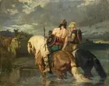 Évariste-Vital Luminais, GOTHS PASSING A RIVER, Oil on panel