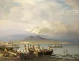 Edward C. Post, THE GULF OF NAPLES WITH FISHERMEN, Oil on canvas
