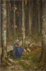 Hans Thoma, GENOVEVA IN THE FORREST, Oil on canvas (relined)