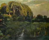 Wilhelm Trübner, STREAM AT THE FORREST, Oil on canvas