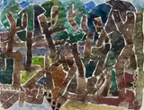 Eduard Bargheer, Olivenhain (Olive Grove), Watercolour over pencil drawing on thin Japanese laid paper