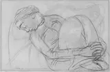 Ernst Barlach, Sleeping Woman, Charcoal on simple, chamois coloured drawing paper