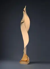 Étienne István Beothy, Dominant sept accord (Opus 81), Boonze sculpture, brass coloured, highly polished. Height 111.7 cm. On the back of the cast with quadratic socle (