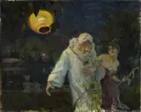 Hanns Bolz, White Gilles with Lady, Oil on canvas