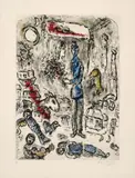 Marc Chagall, Mariage, Colour aquatint on wove paper (watermark: hand with bouquet)