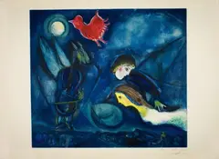 Aleko by Marc Chagall, Colour etching and aquatint by Georges Visat after a painting by Chagall. On wove paper, sold Dec 2008
