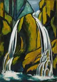 Walter Dexel, Wasserfall im Josefstal (Waterfall in Joseph Valley), Oil on cardboard