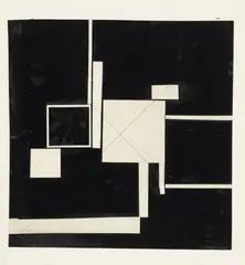 Quadrate 1925 by Walter Dexel, Paper collage. Various papers mounted onto shiny black paper, sold Dec 2008
