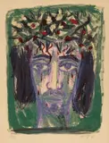 Otto Dix, Head of Christ, Colour lithograph on laid paper