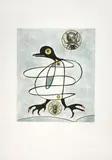 Max Ernst, La carte du monde tourne en dérision, Colour etching and aquatint with collage on Japon nacré