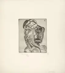 Beloved Woman by Conrad Felixmüller, Steel engraving, printed with tone, on heavy, smooth paper, sold Dec 2008