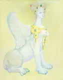 Léonor Fini, Sphinx, Mixed media on paper with the embossed stamp "VERITABLE PAPIER D' ARCHES" and the watermark "Arches FRANCE", laid down on canvas